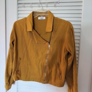 Carly Jean Los Angeles 100% Cotton Women's Moto Jacket Saffron Size Medium
